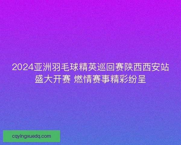 2024亚洲羽毛球精英巡回赛陕西西安站盛大开赛 燃情赛事精彩纷呈